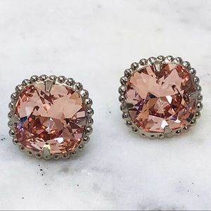 Sorrelli Vintage Rose Lg Cushion Cut Crystal Earrings-Boutique